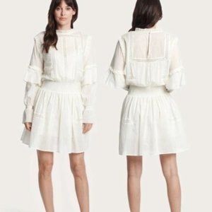 Frye White The Alley Crochet Ruffled Smocked Tunic Dress Boho Chic Size XS
